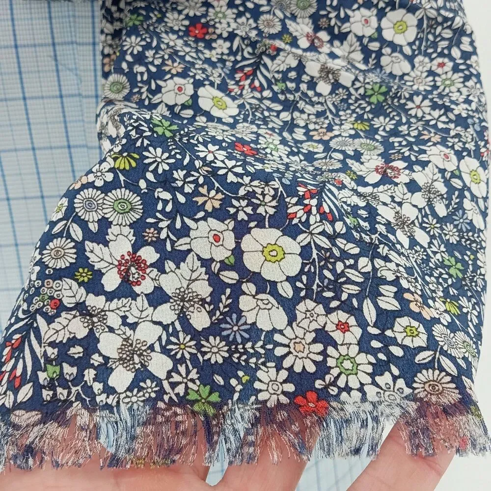 J.Crew x Liberty Art Fabrics 100% Silk Floral Fringe Scarf Wrap English Preppy